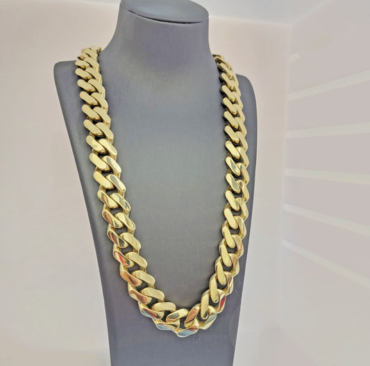 Real 10k Gold Chain Monaco Link Necklace 26 inch 15mm THICK 10KT For Men's