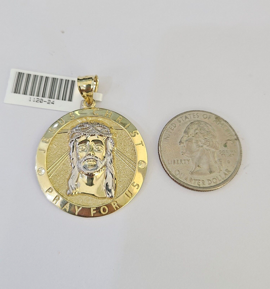 10k Solid Rope Chain 3mm Jesus Christ Pendant Charm Necklace SET 18-26 in