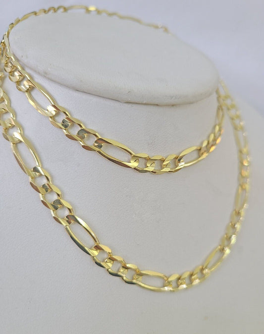 Solid 10k Yellow Gold Figaro Link Chain 5mm 24" Men Women REAL Genuine
