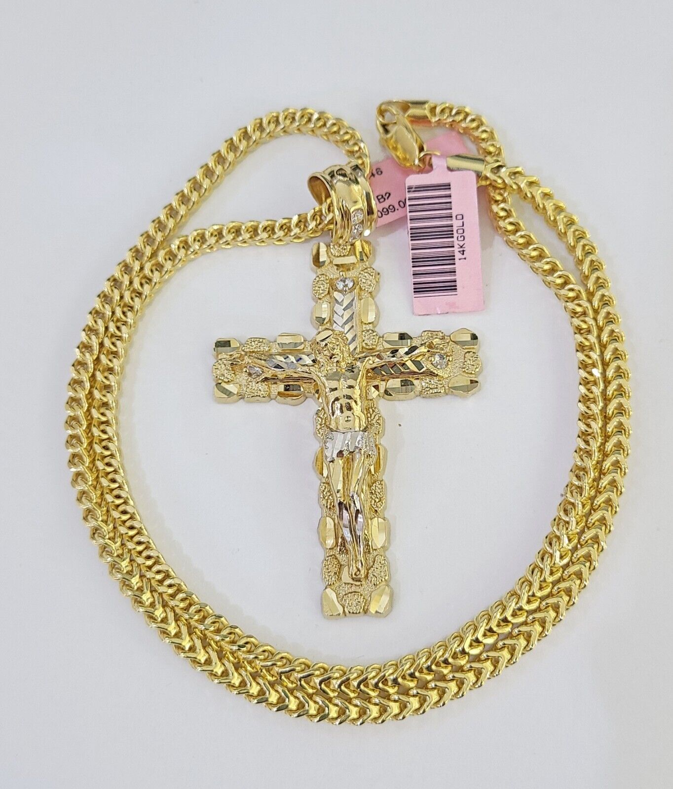 10Kt Gold Crucifix outlet Curb Chain Necklace 20