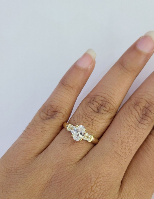 Real 10k Yellow Gold Ring Wedding Engagement Casual 10Kt Genuine For Ladies / Women