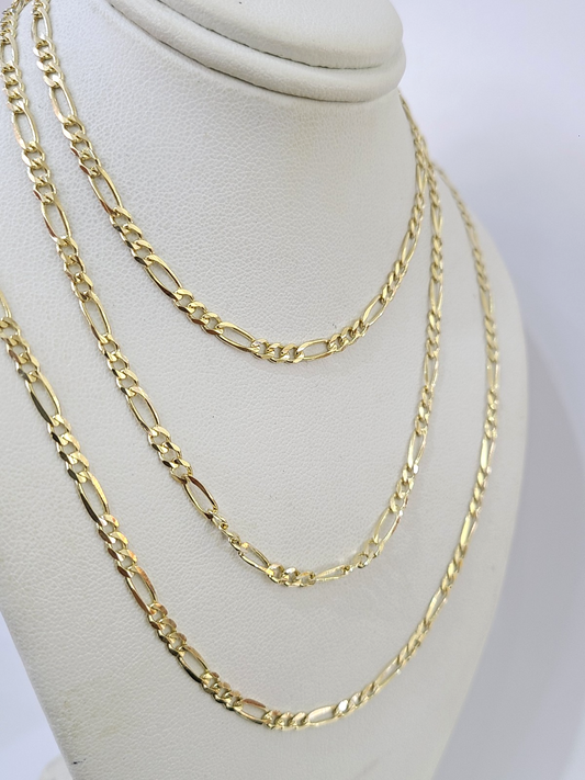 Real 14k Solid Gold Chain Figaro Link Necklace 3mm 18"-28" Men Women 14kt