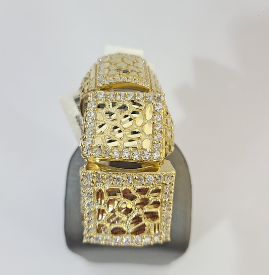 10k Nugget Ring Yellow Gold Women Men Real Genuine