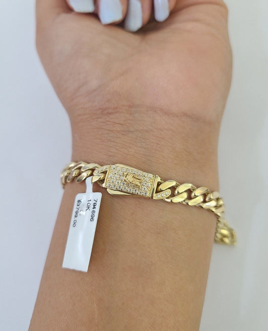 Real 10K Royal Monaco Bracelet Yellow Gold 7" Box Clasp 7mm Genuine Unisex