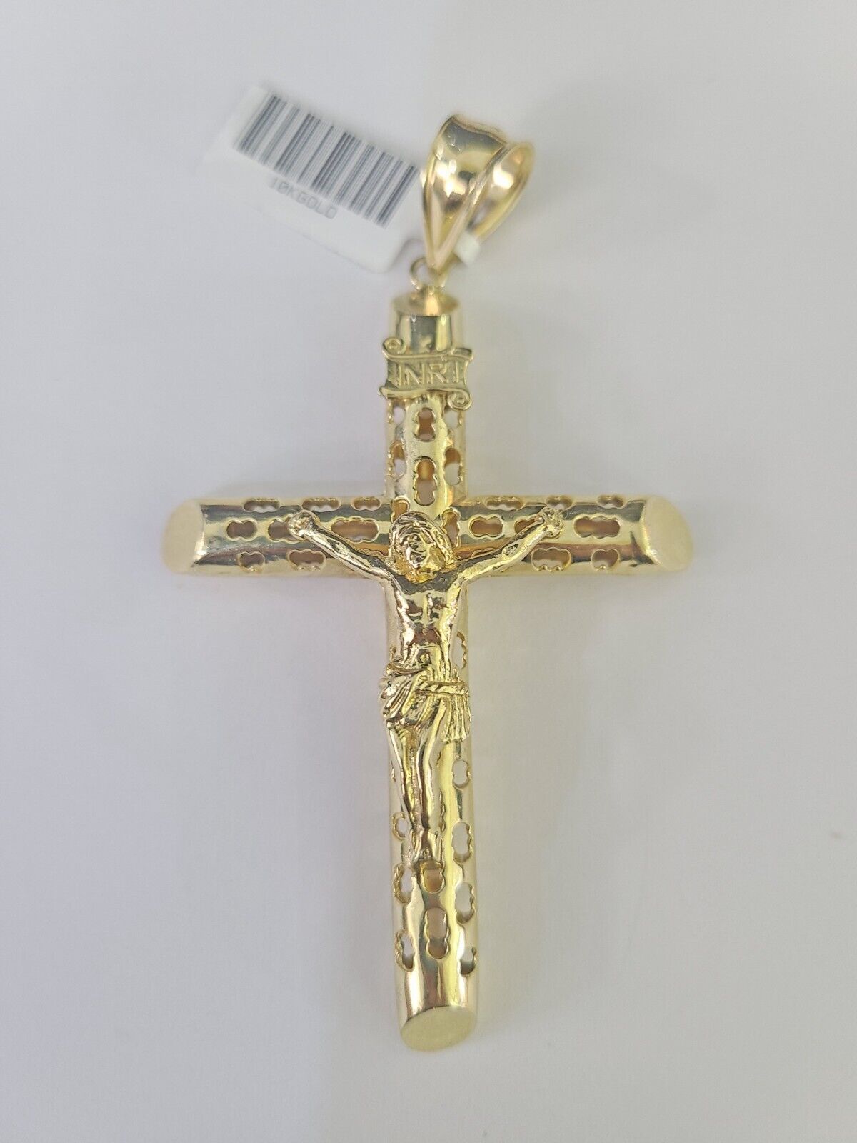 Shine Brite With A Diamond 14K White Gold Cross Pendant – Jesus Crucifix Charm – Made In USA