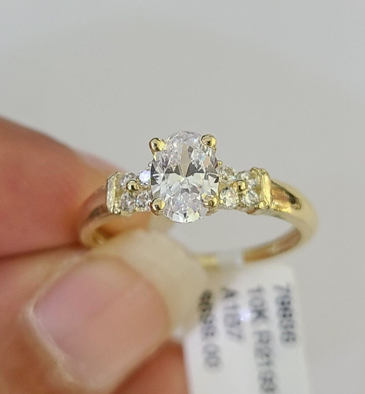 Real 10k Yellow Gold Ring Wedding Engagement Casual 10Kt Genuine For Ladies / Women