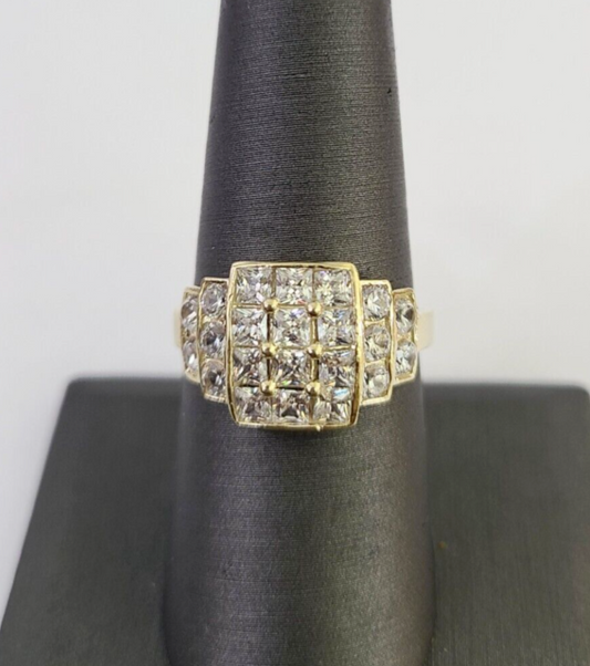 Real 10k Yellow Gold Ring Wedding Engagement Casual Solid Gold For Ladies / Women