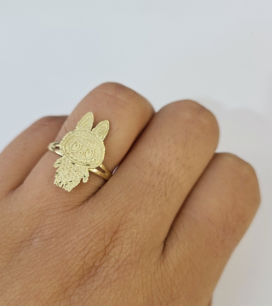 10k Cartoon Monster Ring Yellow Gold Men Women Real Genuine