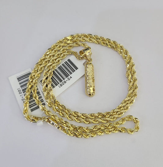 10k Gold Initial I Charm Rope Chain 16"-26" 2.5mm SET Necklace Alphabet Pendant