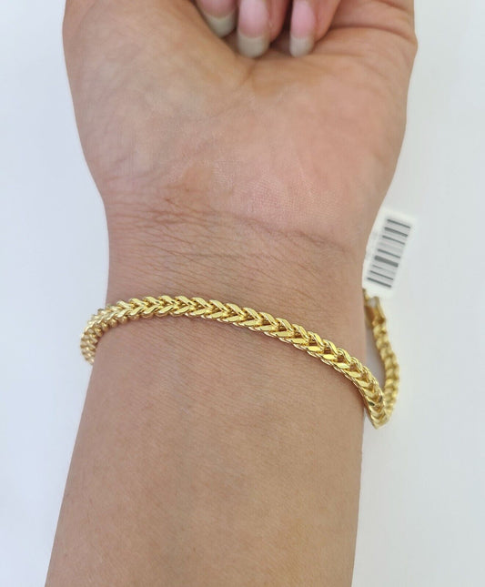 10k Franco Bracelet 4mm 9" Inch Yellow Gold Men Women Link Real 10kt