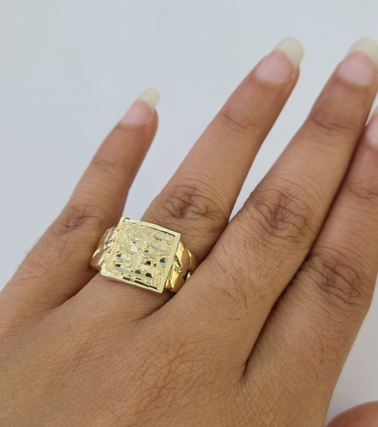 10k Nugget Ring Yellow Gold Women Men Real Genuine 10Kt