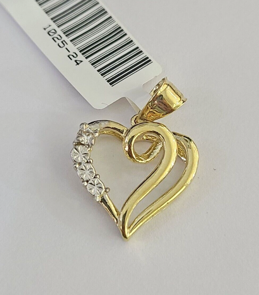 Solid 10k Gold Real Heart Charm Pendant 10kt Yellow Gold Genuine For Ladies / Women