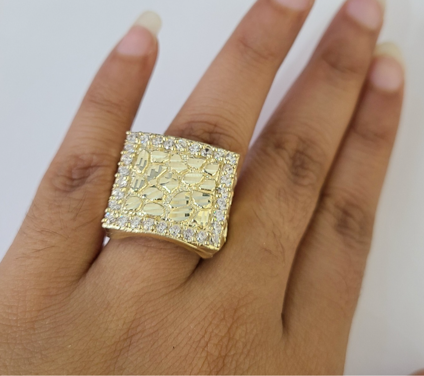 Real 10k Nugget Ring Yellow Gold Women Men Genuine 10Kt