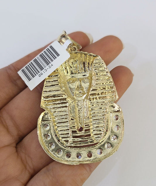 10k Gold Byzantine Necklace Pharaoh Charm 20-30 inch 6mm SET Chain Pendant