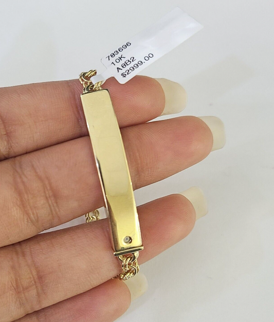 10k Chino ID Bracelet Yellow Gold Inches Box Lock Real 10kt Men Women