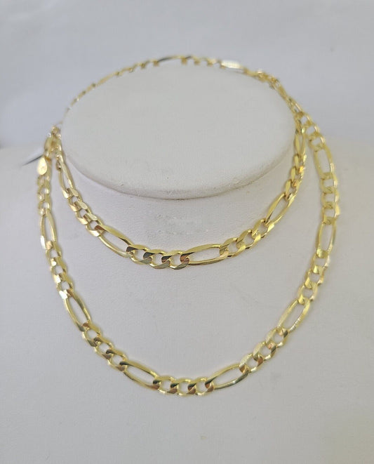 Solid 10k Yellow Gold Figaro Link Chain 5mm 24" Men Women REAL Genuine