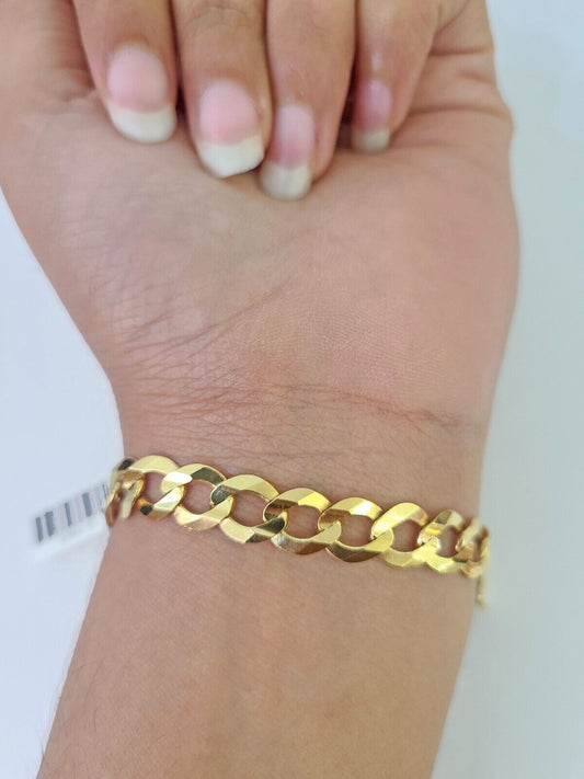 10k Cuban Curb link Bracelet 7" 7.5" 8" 8.5" 9" 8mm Solid Gold Lobster clasp