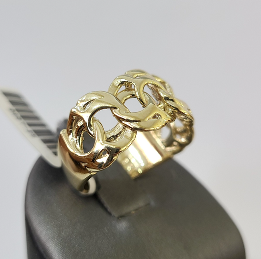 10k Cuban Curb Ring Yellow Gold Women Men Real Genuine 10Kt