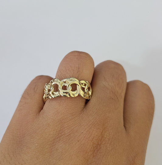 Real 10k Cuban Curb Ring Yellow Gold Women Men Genuine 10Kt