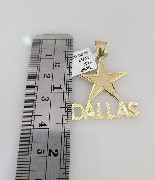 10k Solid Rope Chain Star Dallas Pendant 18"-28" Gold Set Charm Necklace 3mm