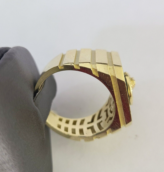 Real 10k Ring Jesus Head Fancy Black Design Yellow Gold Men Casual 10kt