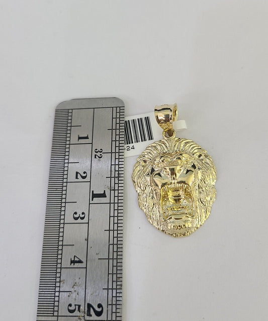 10k Solid Rope Chain 3mm Lion Head Pendant Charm Necklace SET 18-26 in