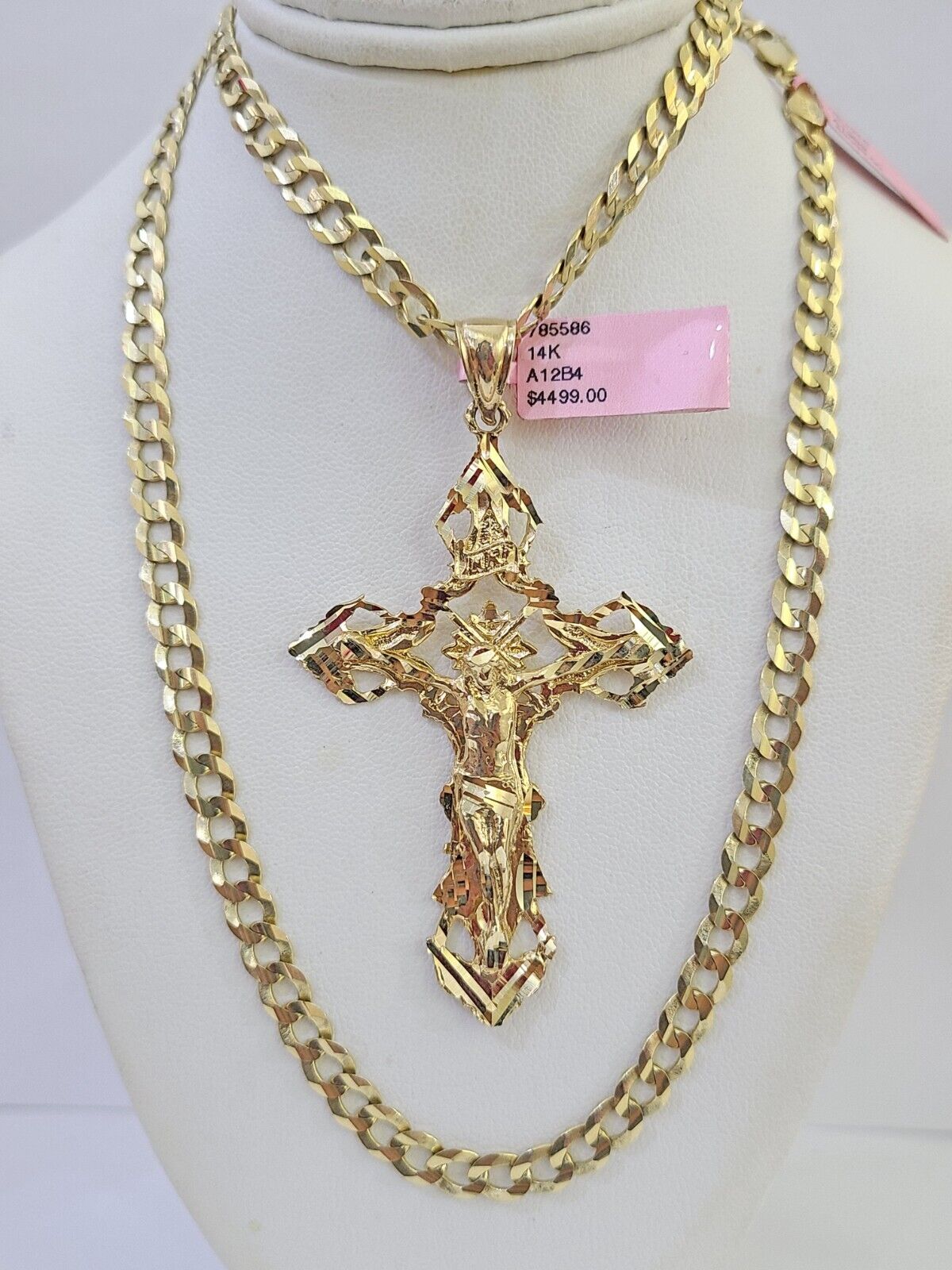 14k Gold Jesus cross with good chain