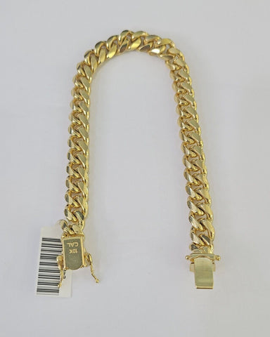 Real 10k Miami Cuban Link Bracelet Gold 8mm 8" Box Lock 10kt Yellow Gold