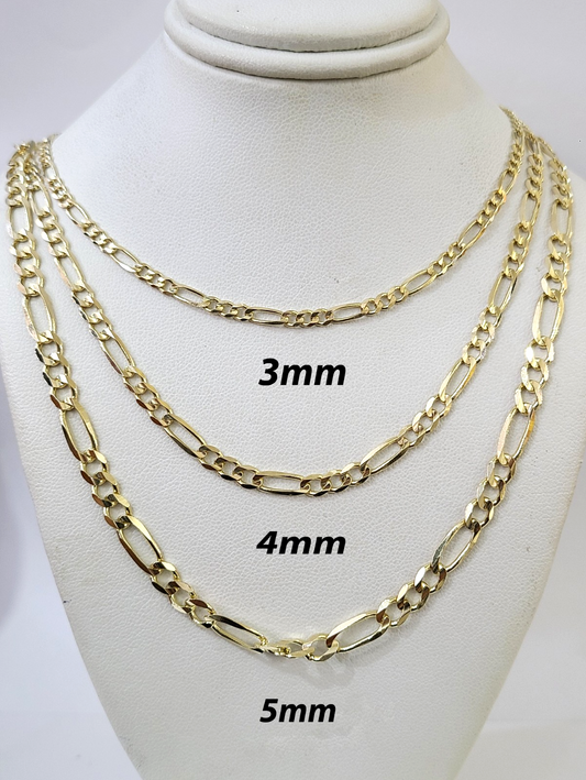 Real 14k Solid Gold Chain Figaro Link Necklace 3mm 4mm 5mm Men Women 14kt