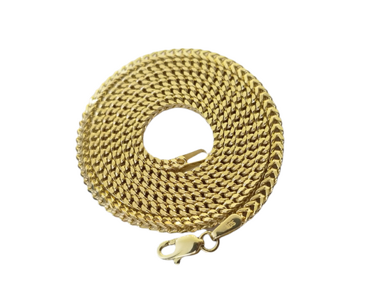 Real 10k Gold Ankh Cross Pendent 2mm Franco Chain 18"-30" Inch