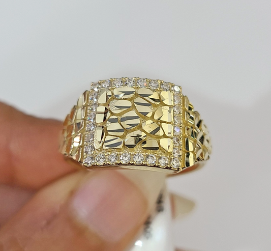 10k Nugget Ring Yellow Gold Women Real Men Genuine 10Kt