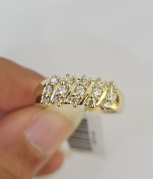 Real 10k Yellow Gold Ring Wedding Engagement Casual 10Kt Genuine For Ladies / Women