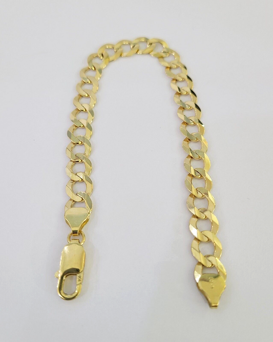 10k Solid Cuban Curb Link Bracelet Gold 8mm 8 Inches Real Yellow Gold
