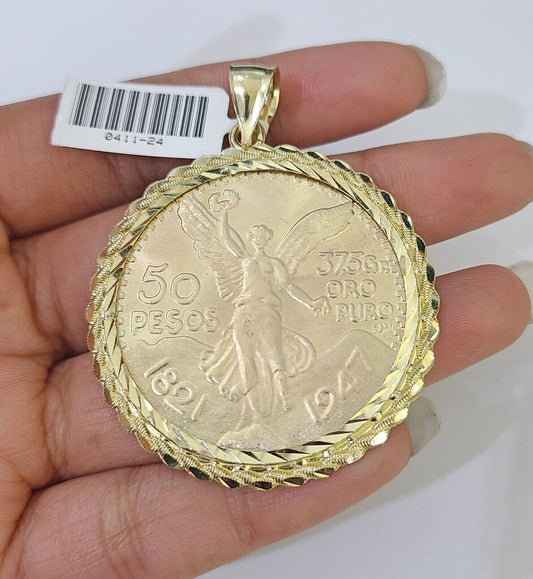 10k Solid Yellow Gold Rope style bezel charm