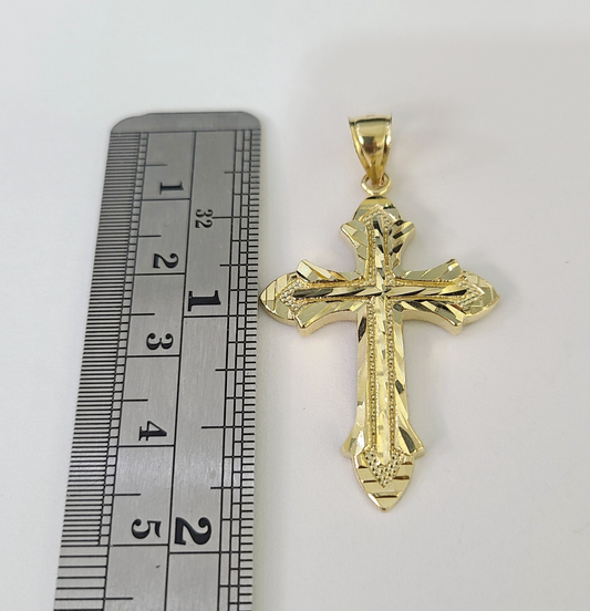 Real 10k Rope Chain Jesus Cross Charm Necklace Pendant Set 4mm 18"-28" Gold