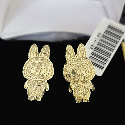 10k Gold Cartoon Monster Earrings Push Back Real 10kt Gold Studs Unisex
