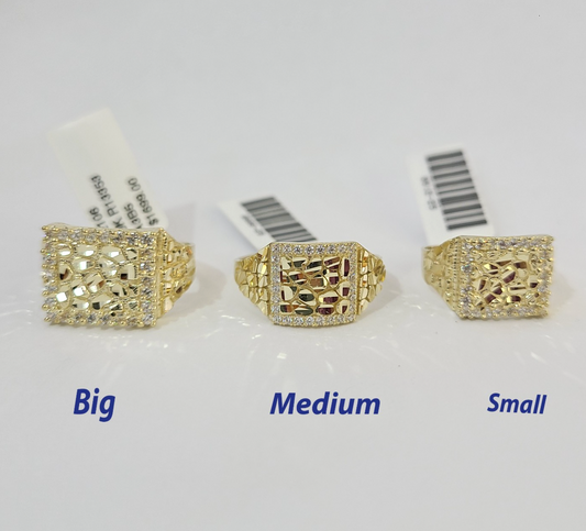 10k Nugget Ring Yellow Gold Women Men Real Genuine 10Kt