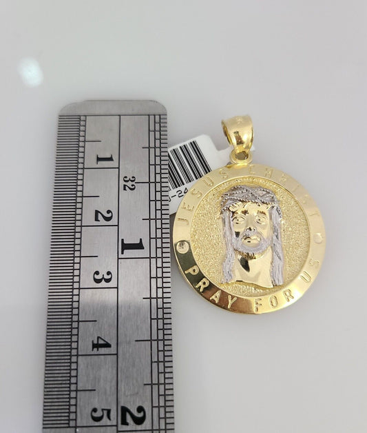 10K Solid Gold Miami Cuban Chain 2.5mm Jesus Christ Charm SET 18"-24" Pendant
