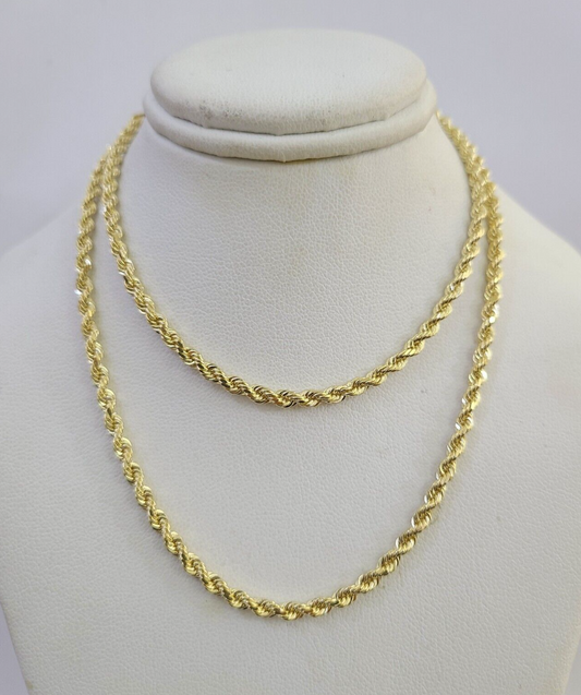 14k Solid Rope Chain Necklace 4mm 18"-28" Inch Yellow Gold Men Women 14Kt