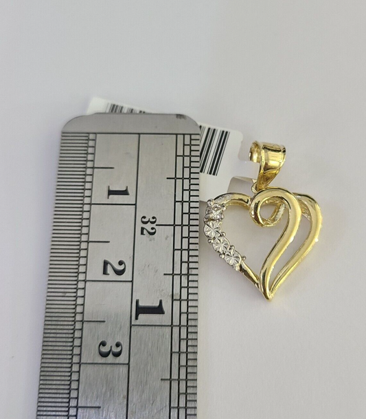 Solid 10k Gold Real Heart Charm Pendant 10kt Yellow Gold Genuine For Ladies / Women