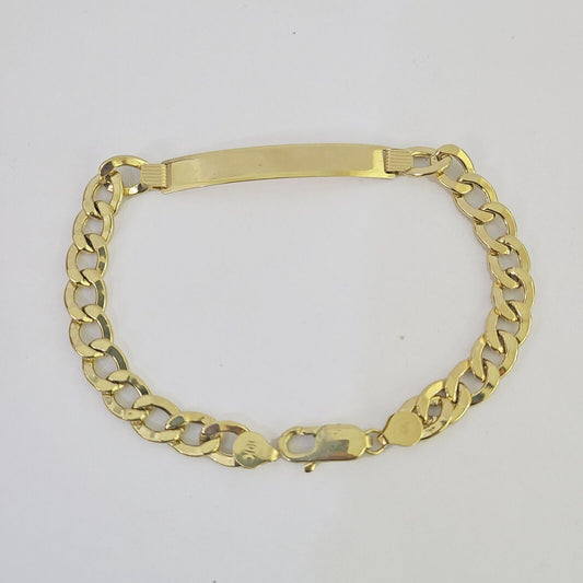 10k Cuban Link ID Bracelet 9" Lobster Clasp Real 10Kt Yellow Gold