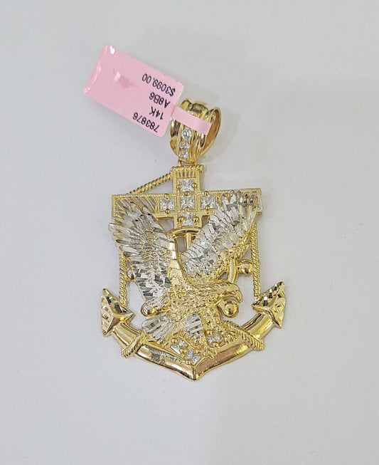 Real 14k Yellow Gold Rope Chain Ankh Cross Charm Set Link 5mm 20-26 Inch Necklace