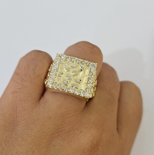 Real 10k Nugget Ring Yellow Gold Women Men Genuine 10Kt