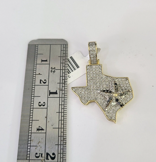 10k Solid Rope Chain 3mm Diamond Texas Map Pendant Charm Necklace SET 18-26 in