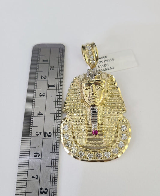 10k Gold Byzantine Necklace Pharaoh Charm 20-30 inch 6mm SET Chain Pendant