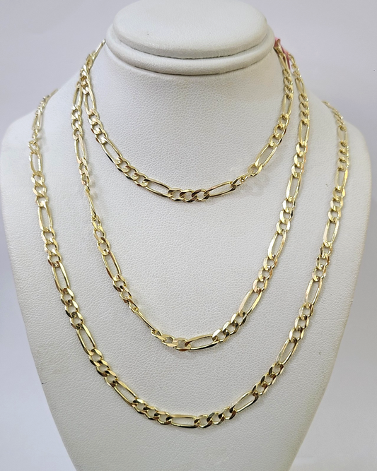 Real 14k Solid Gold Chain Figaro Link Necklace 4mm 18"-28" Men Women 14kt