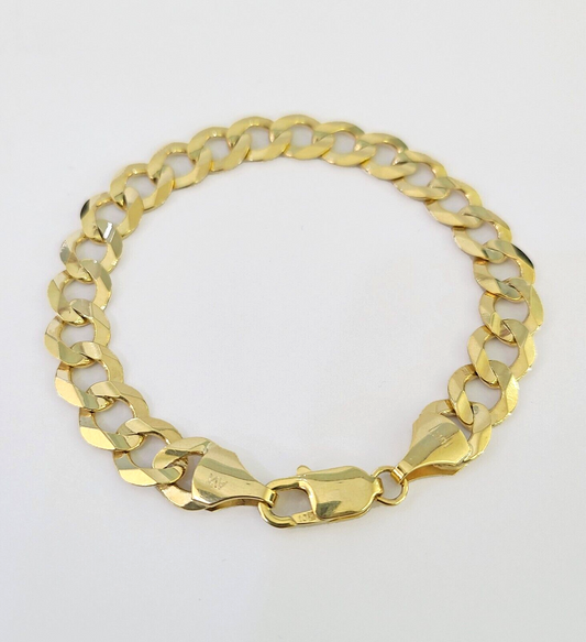 10k Solid Cuban Curb Link Bracelet Gold 9.5mm 8 Inches Real Yellow Gold