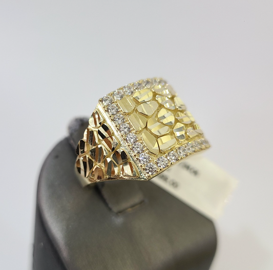 10k Nugget Ring Yellow Gold Women Men Real Genuine 10Kt