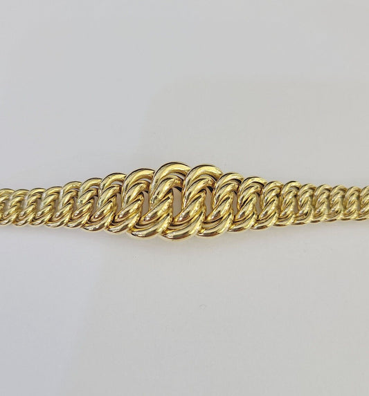 14K Gold Flat Byzantine Link Princesa Bracelet 7mm 7" inch Real Yellow 14Kt