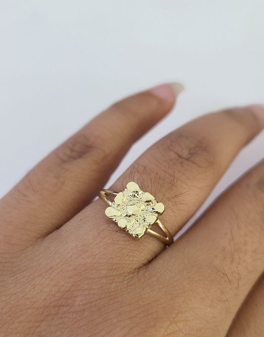Real 10k Gold Nugget Ladies Ring Band Women Solid Yellow Gold